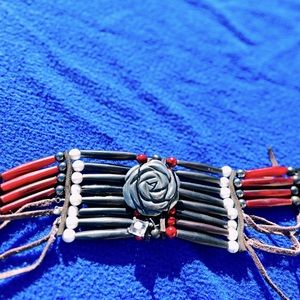 Hand crafted  bone bead Chockers made by Navajo artist MedicineDog,